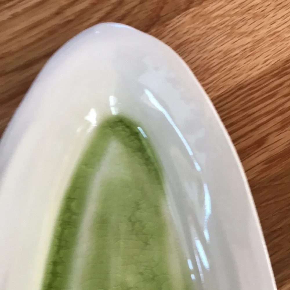 NWT Anthropologie Terrain Signed Handmade Chartreuse Fish Platter